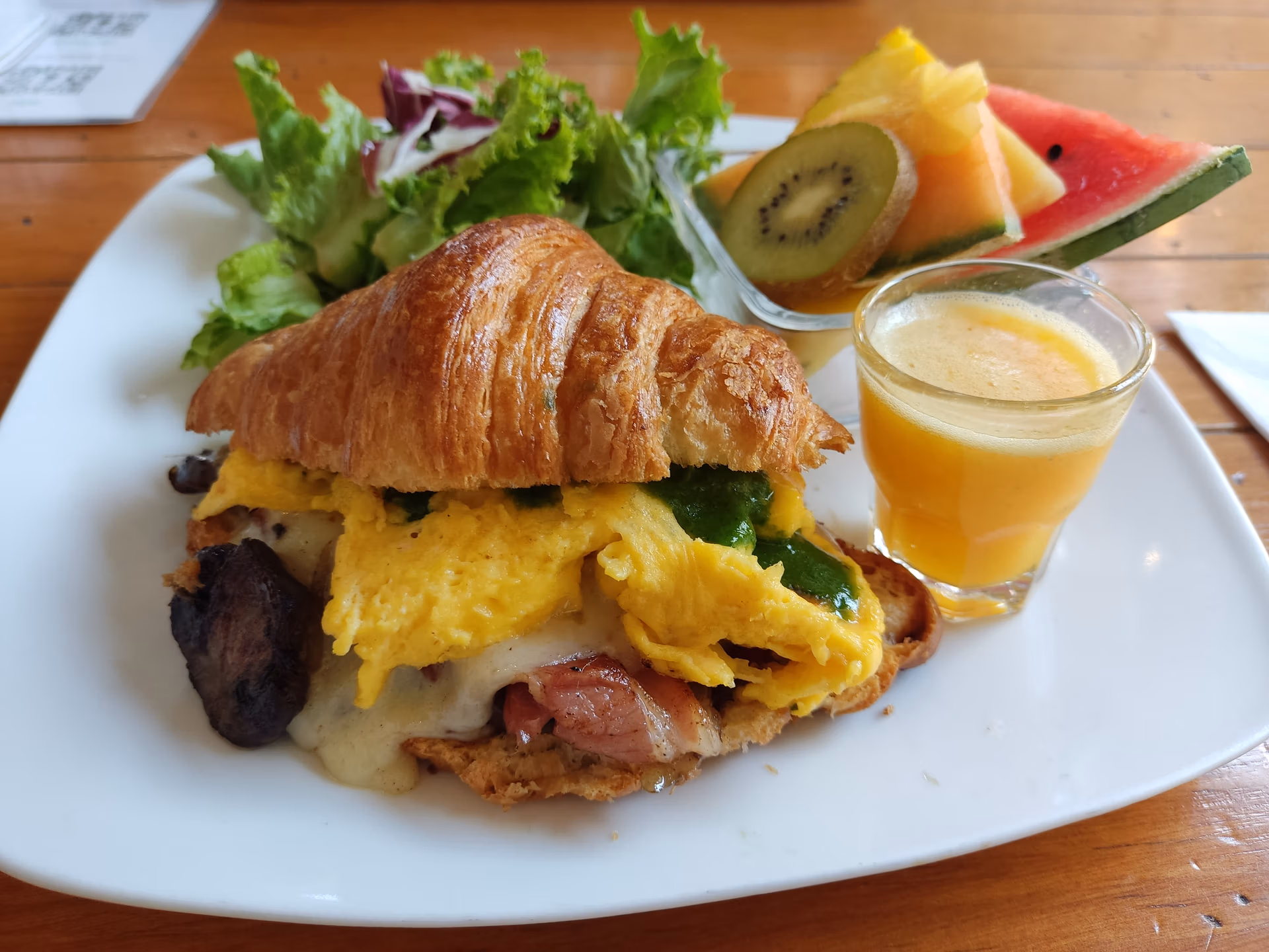Croissant sandwich breakfast at Cafe Breton, Queretaro, Mexico